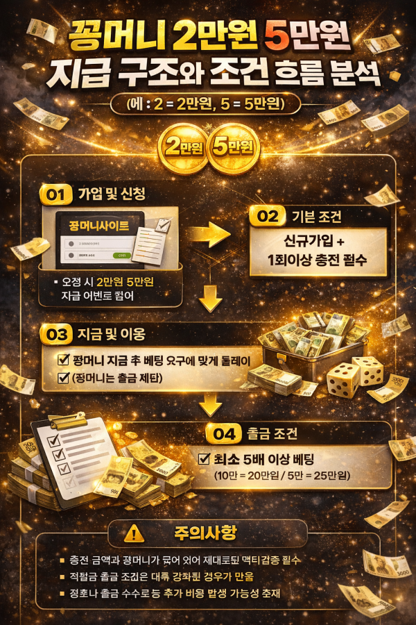 꽁머니 2만원 5만원 지급 구조와 조건 흐름 분석 인포그래픽