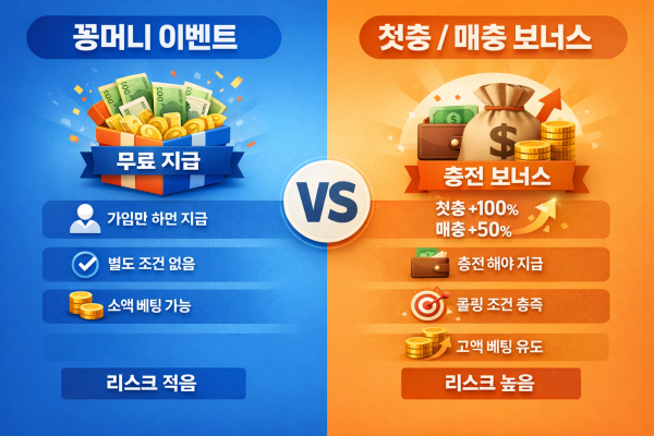 꽁머니 이벤트와 첫충 매충 구조 비교 분석 이미지