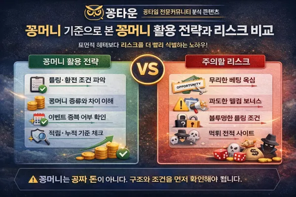 꽁타운 기준으로 본 꽁머니 활용 전략과 리스크 비교 이미지