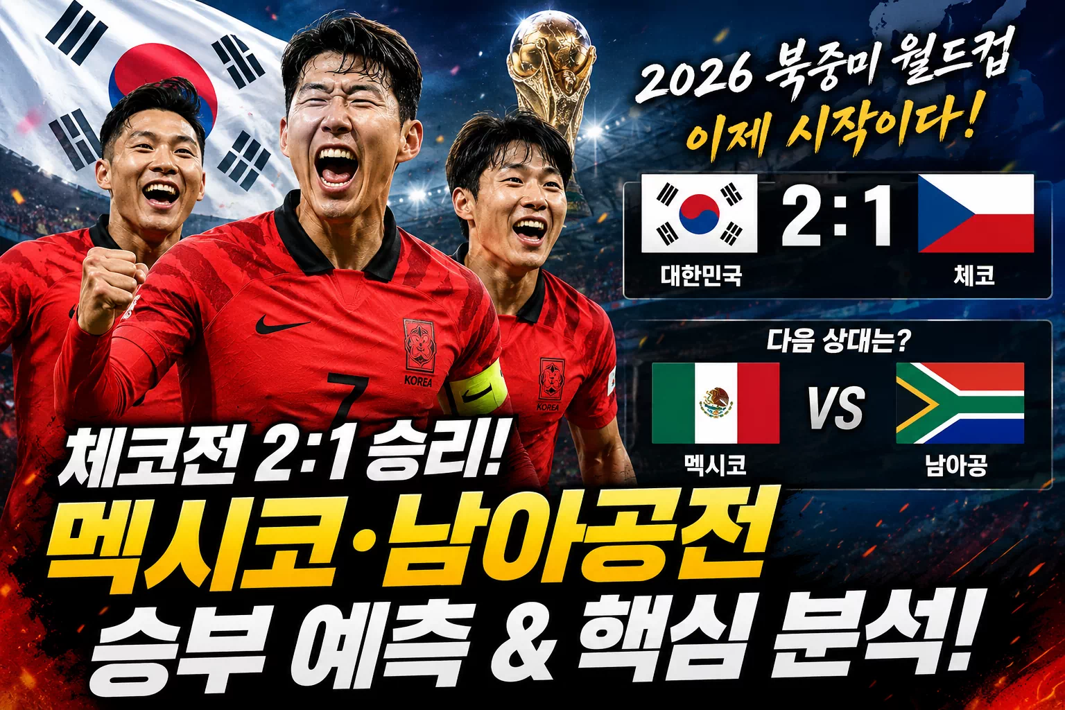 체코전 2:1 승리! 북중미 월드컵 이제 시작이다! - 오늘의 스포츠 경기분석 / 예측